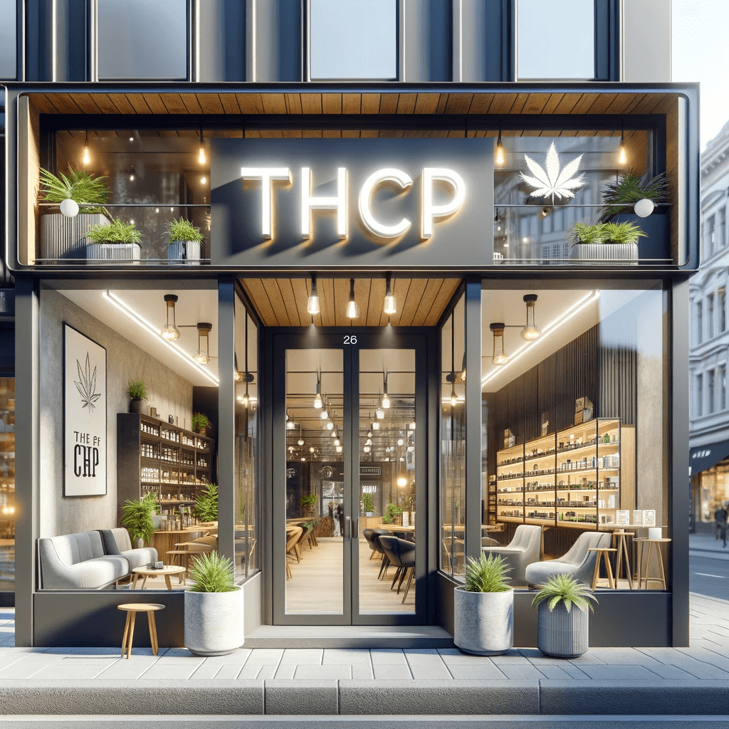 thcp shop à Paris avec une vitrine moderne et un assortiment varié de produits.